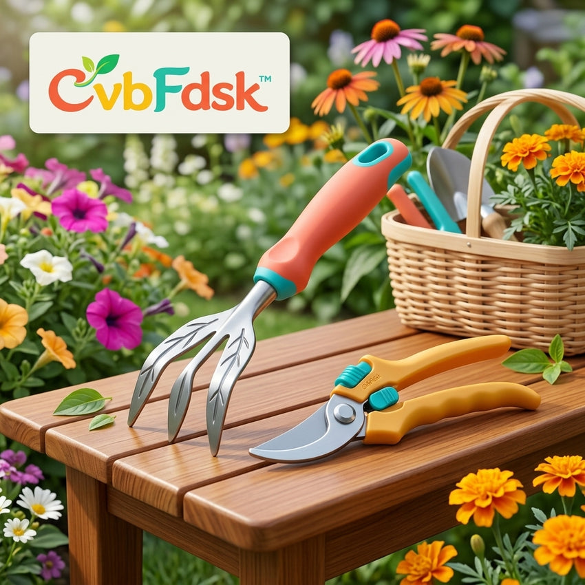 *CvbFdsk 2-Piece Garden Tool Set with Hand Cultivator and Pruning Shears, Ergonomic Handles for Planting, Weeding and Trimming*