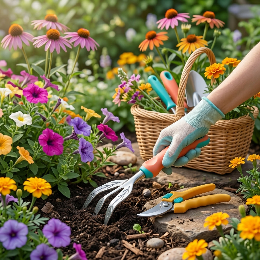 *CvbFdsk 2-Piece Garden Tool Set with Hand Cultivator and Pruning Shears, Ergonomic Handles for Planting, Weeding and Trimming*
