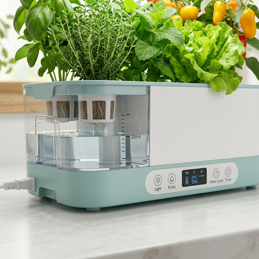 CvbFdsk Indoor Hydroponic Garden System with LED Grow Light, Water Pump, Adjustable Timer, and Large Water Reservoir for Herbs, Lettuce, Vegetables, and Fruits