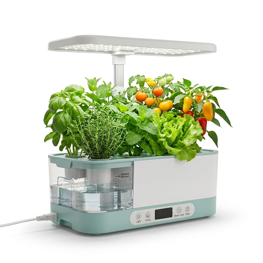 CvbFdsk Indoor Hydroponic Garden System with LED Grow Light, Water Pump, Adjustable Timer, and Large Water Reservoir for Herbs, Lettuce, Vegetables, and Fruits