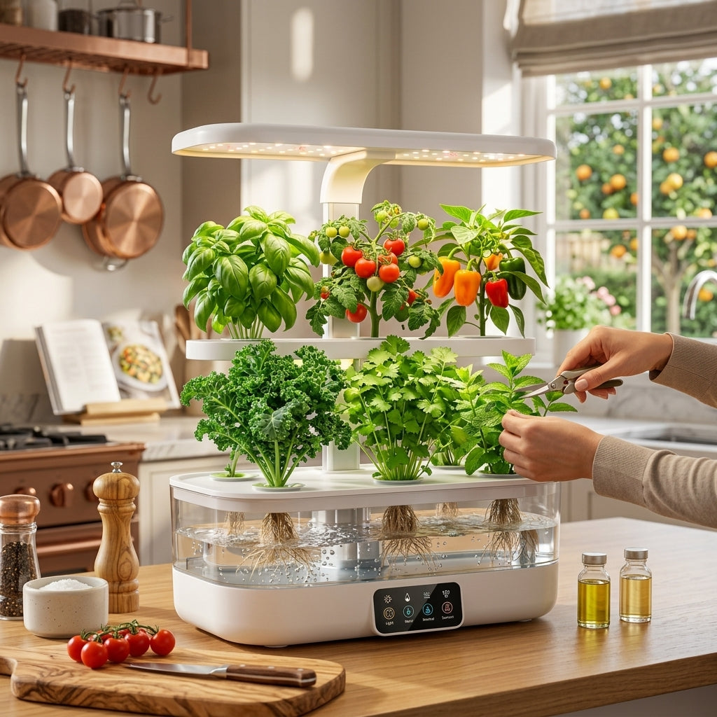 *CvbFdsk Indoor Hydroponic Garden with LED Grow Light, Countertop Soilless Planting System*