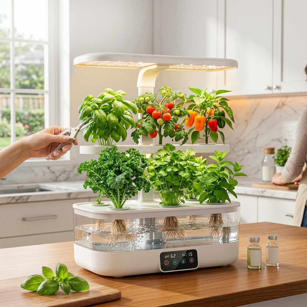 *CvbFdsk Indoor Hydroponic Garden with LED Grow Light, Countertop Soilless Planting System*