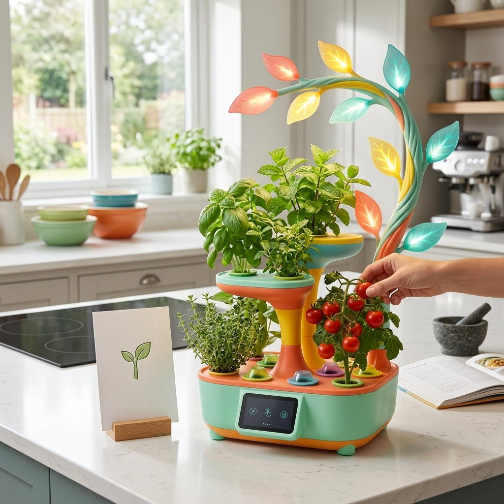 *CvbFdsk Smart Indoor Hydroponic Garden with LED Grow Light, Countertop Herb and Vegetable Planter*