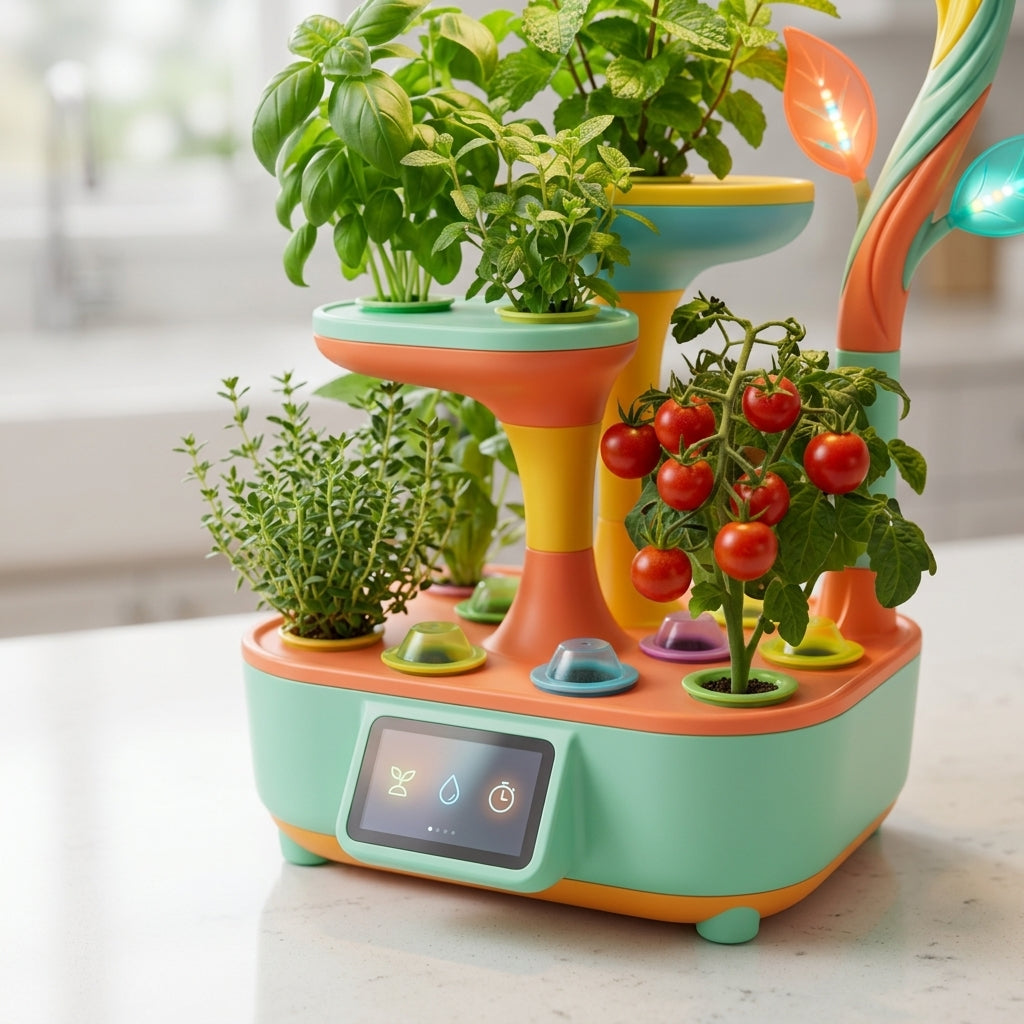 *CvbFdsk Smart Indoor Hydroponic Garden with LED Grow Light, Countertop Herb and Vegetable Planter*