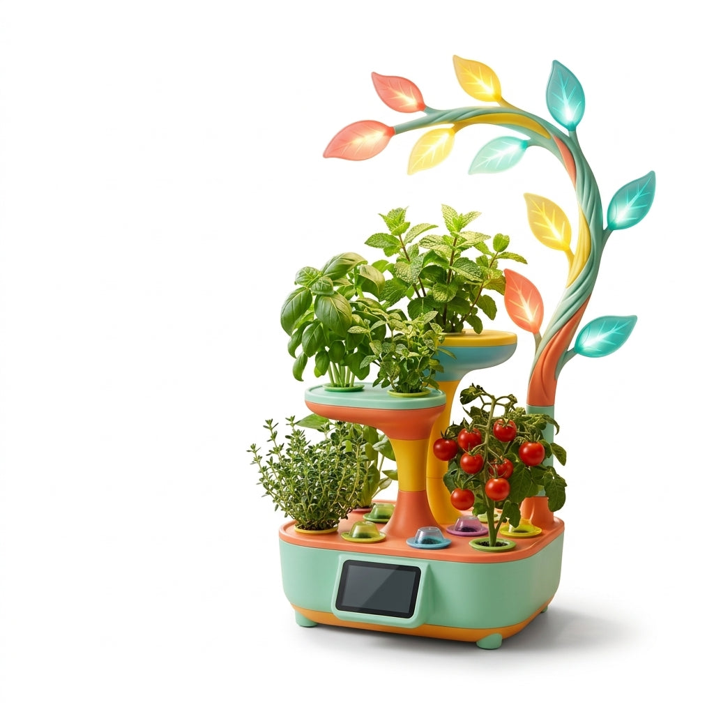 *CvbFdsk Smart Indoor Hydroponic Garden with LED Grow Light, Countertop Herb and Vegetable Planter*
