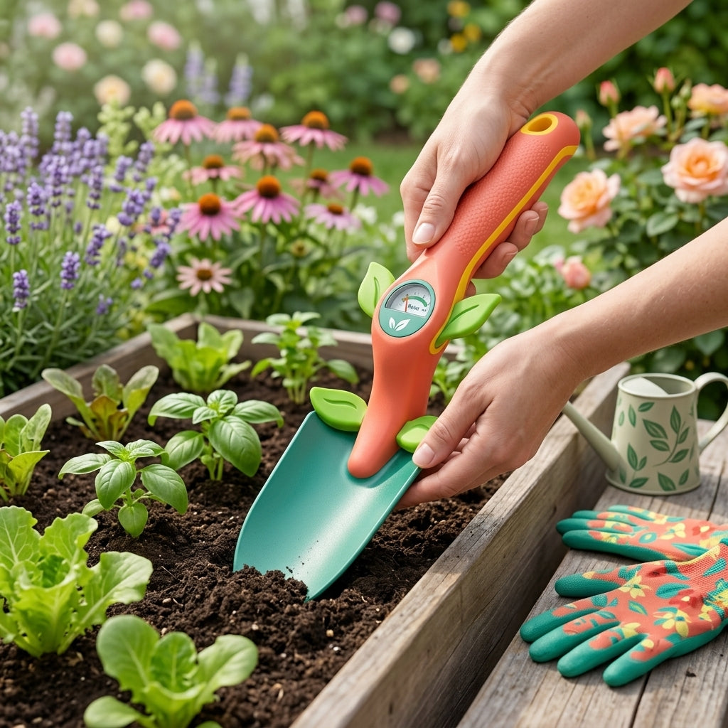 *CvbFdsk Garden Hand Trowel with Built-In Soil Moisture Meter, Ergonomic Planting Shovel for Indoor and Outdoor Gardening*