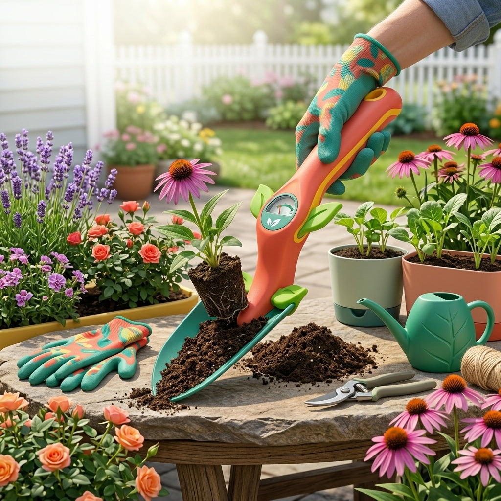 *CvbFdsk Garden Hand Trowel with Built-In Soil Moisture Meter, Ergonomic Planting Shovel for Indoor and Outdoor Gardening*