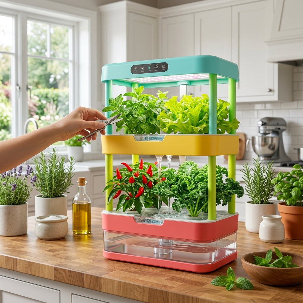 CvbFdsk 3-Tier Indoor Hydroponic Garden with LED Grow Lights and Water Circulation System