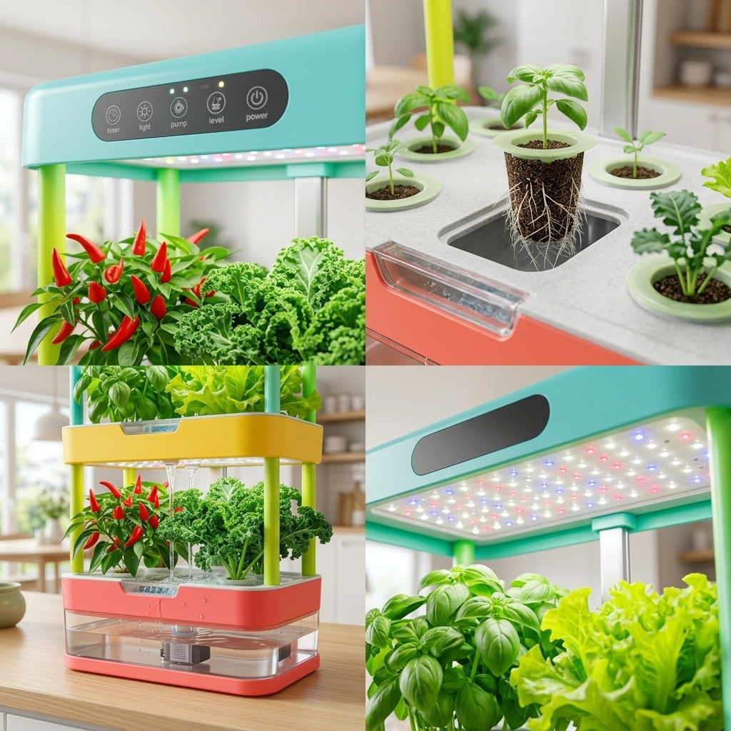 CvbFdsk 3-Tier Indoor Hydroponic Garden with LED Grow Lights and Water Circulation System